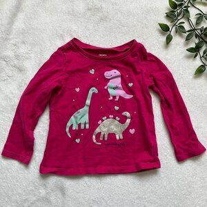 Carter's Toddler Tee 24M | Pink Long Sleeve Love-a-saurus Dino GUC